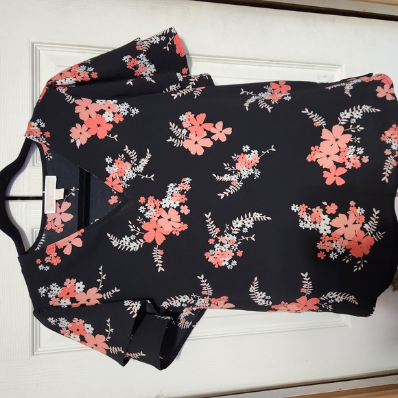 Michael Kors Orange and Pink Boxy Short Sleeve Blouse - Picture 2 of 6